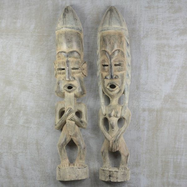 Alternate image for Pair of Male and Female Handmade Wood Statuettes from Ghana Awarefoo