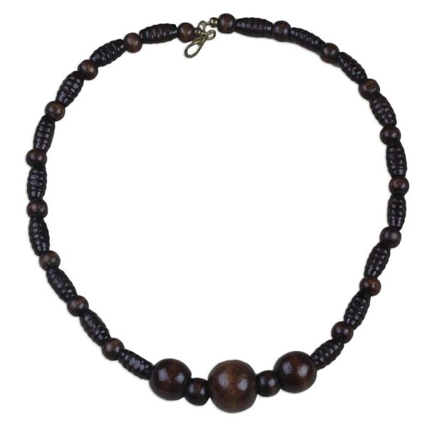 Alternate image for Handmade Sese Wood Beaded Pendant Necklace from Ghana Village Love