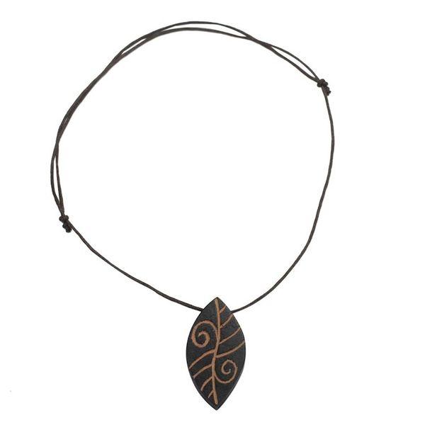 Alternate image for Long Sese Wood Leaf Pendant Necklace Hand Crafted in Ghana Afforestation