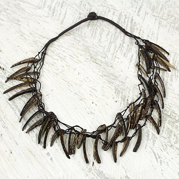 Alternate image for Handmade Coconut Shell Necklace on Double Strand Nylon Cords Valiant Warrior