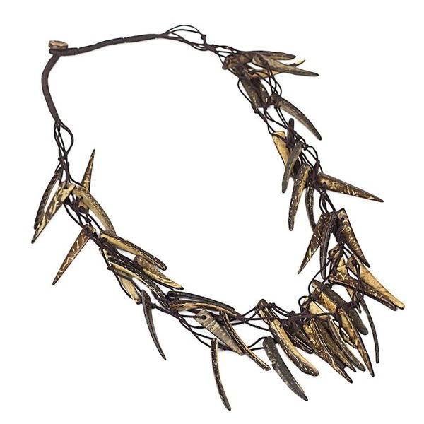 Alternate image for Handmade Coconut Shell Necklace on Double Strand Nylon Cords Valiant Warrior