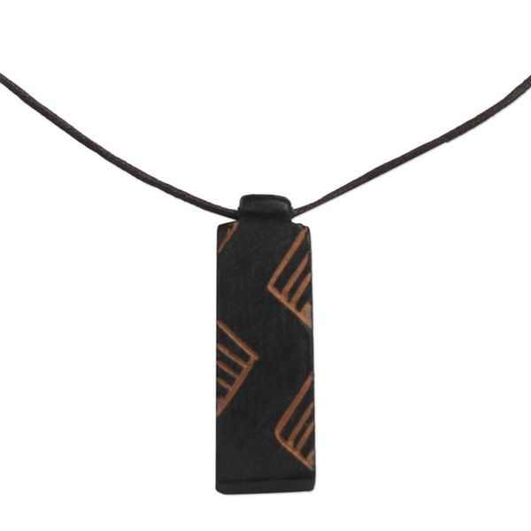Alternate image for Long Sese Wood Pendant Necklace Hand Crafted in Ghana Move in Rhythm