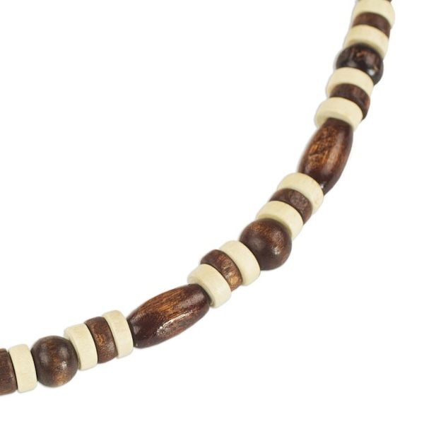 Alternate image for Hand Crafted Sese Wood Beaded Necklace by Ghanaian Artisans Ahobrasie Virtue
