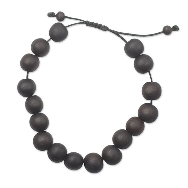 Alternate image for Adjustable Ebony Wood Beaded Bracelet from Ghana Chic Silhouettes