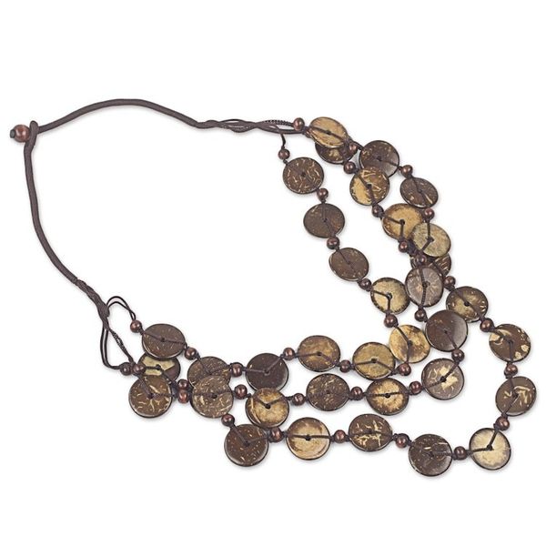 Alternate image for Coconut Shell Strand Necklace Handmade in Ghana Coconut Wave