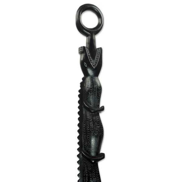 Alternate image for Decorative Africa Walking Stick Carved by Hand as Crocodile Fierce Denkyem