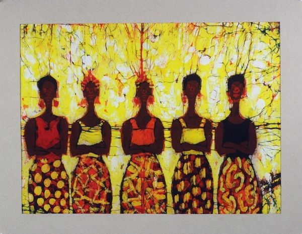 Alternate image for West African Batik Wall Art of Women Titled Debt Collectors Debt Collectors