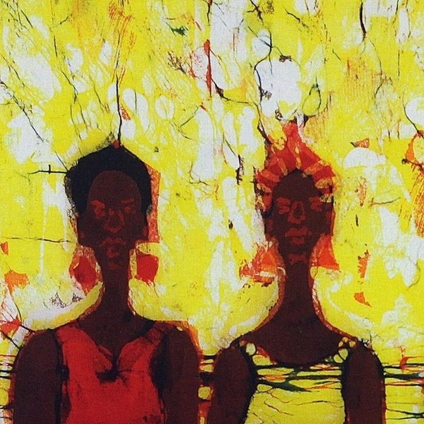 Alternate image for West African Batik Wall Art of Women Titled Debt Collectors Debt Collectors