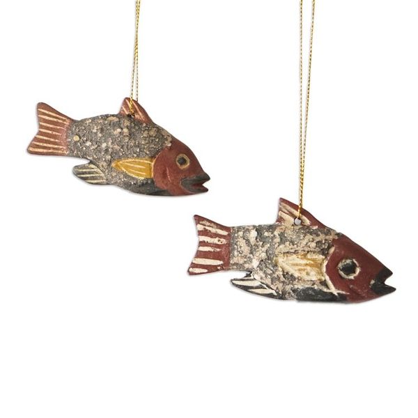 Alternate image for Ghana Artisan Crafted Fish Theme Ornaments Set of 4 Little Ghanaian Fish