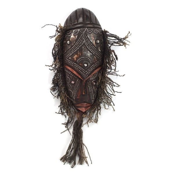 Alternate image for Wood Aluminum and Cotton African Mask from Ghana Brown Kotoku