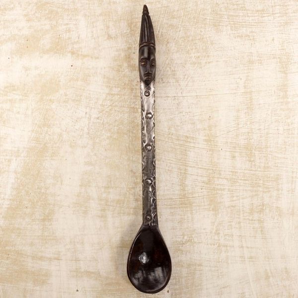 Alternate image for Hand Made Wood Aluminum Decorative Spoon from Ghana Delightful Homestead