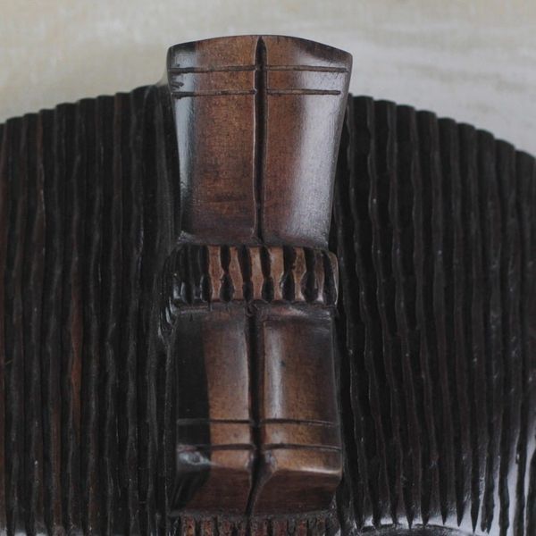 Alternate image for Hand-Carved African Ebony Wood Mask of a Laughing Face Laughing Happily