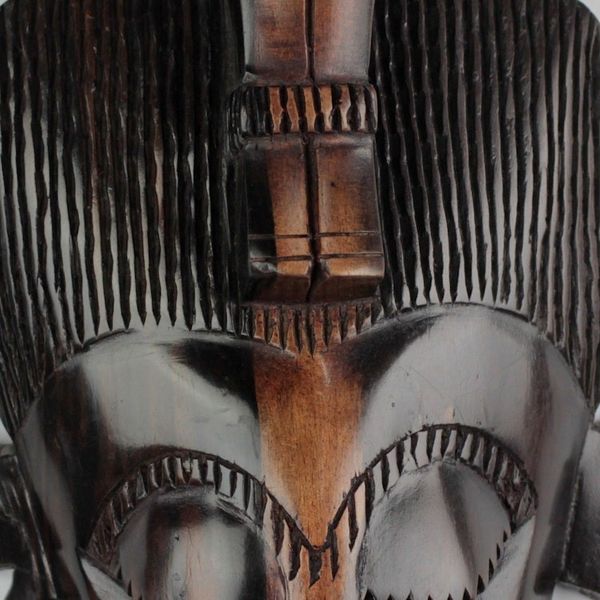 Alternate image for Hand-Carved African Ebony Wood Mask of a Laughing Face Laughing Happily