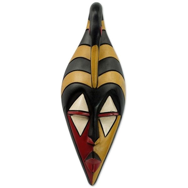 Alternate image for Ghana Wood Mask Hand Carved Multicolor Yamha Dove