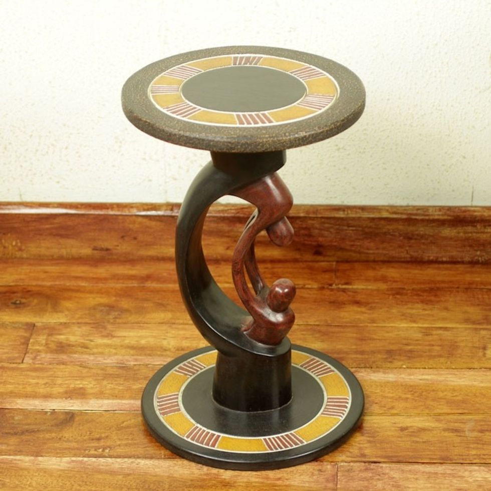 Parent and Child African Handcrafted Wood Accent Table 'Parent and Child'