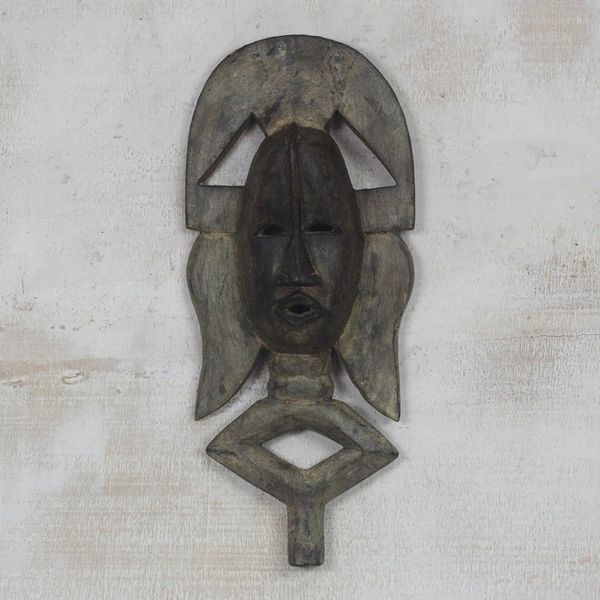Alternate image for Handcrafted Sese Wood African Wall Mask from Ghana Kingship
