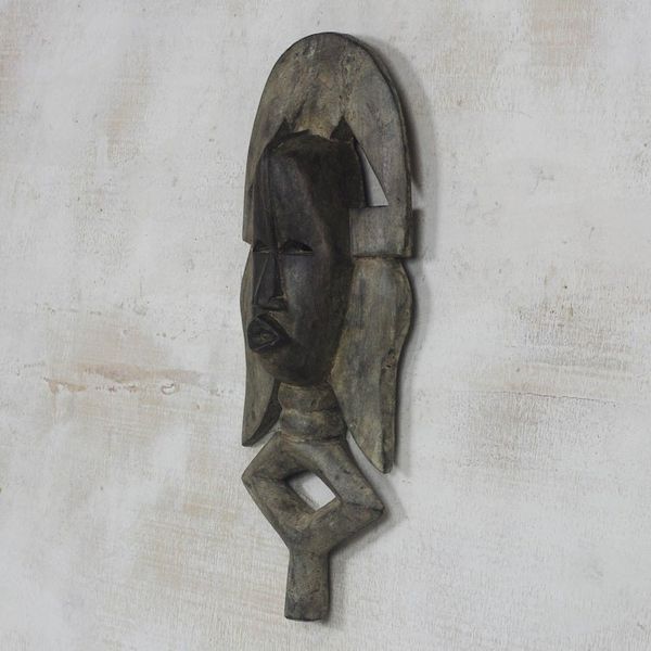 Alternate image for Handcrafted Sese Wood African Wall Mask from Ghana Kingship