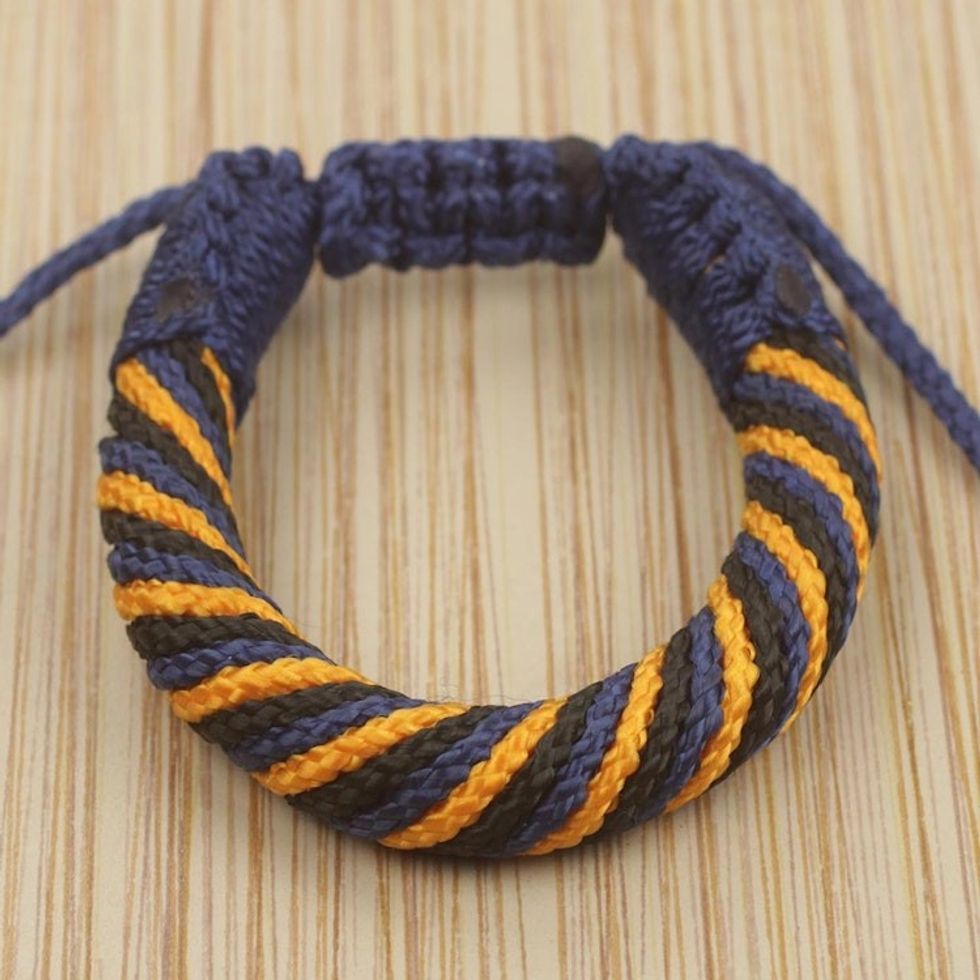 Hand Crafted Men's African Adjustable Cord Bracelet 'Krobo Strength'
