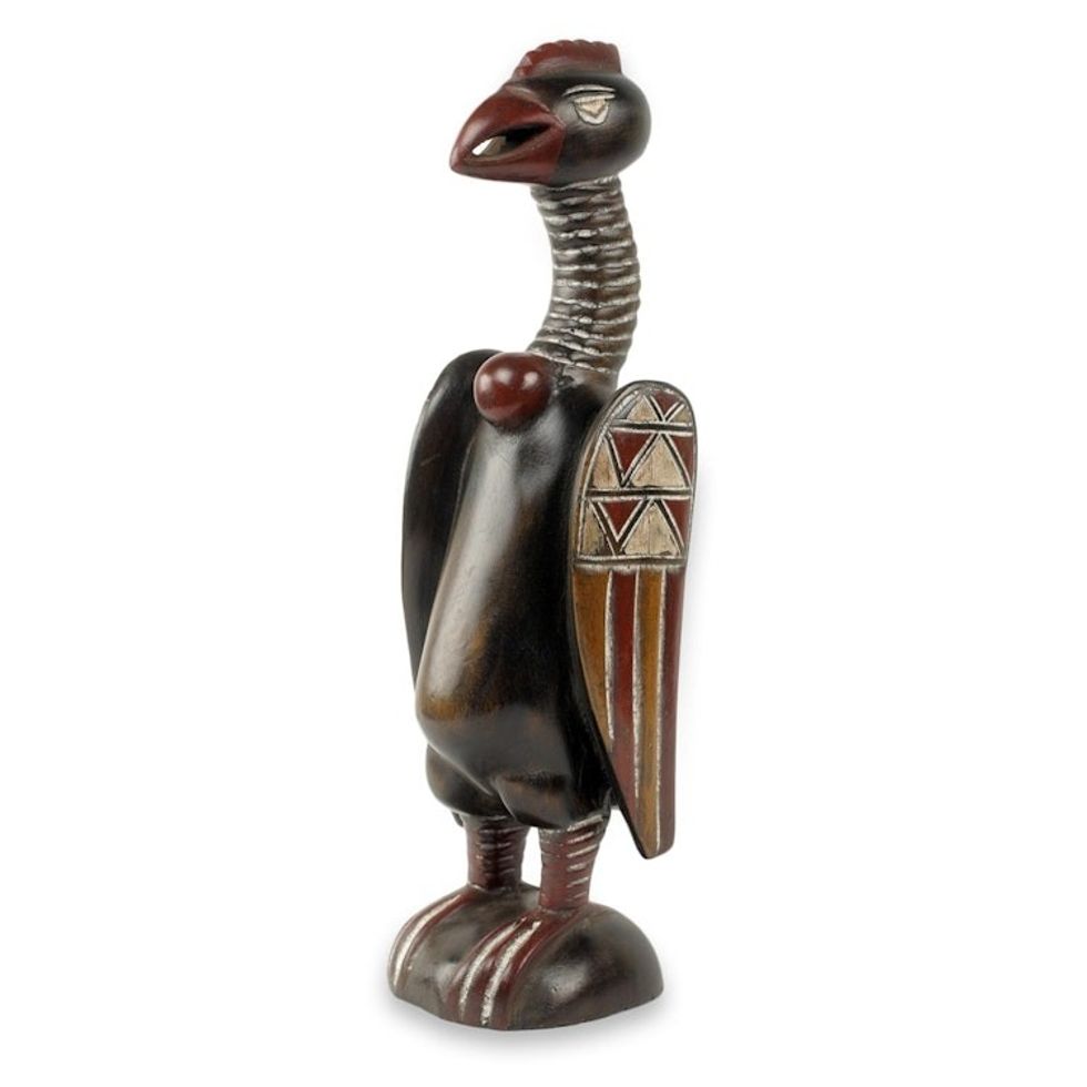 Artisan Hand Carved African Bird Sculpture 'Senufo Kalaho Bird'