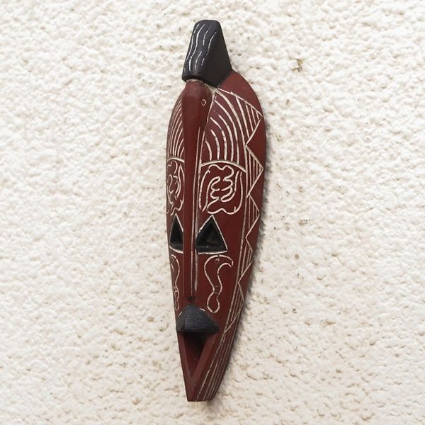 Alternate image for Hand Crafted Brown Painted Sese Wood Wall Mask from Ghana Amarachi