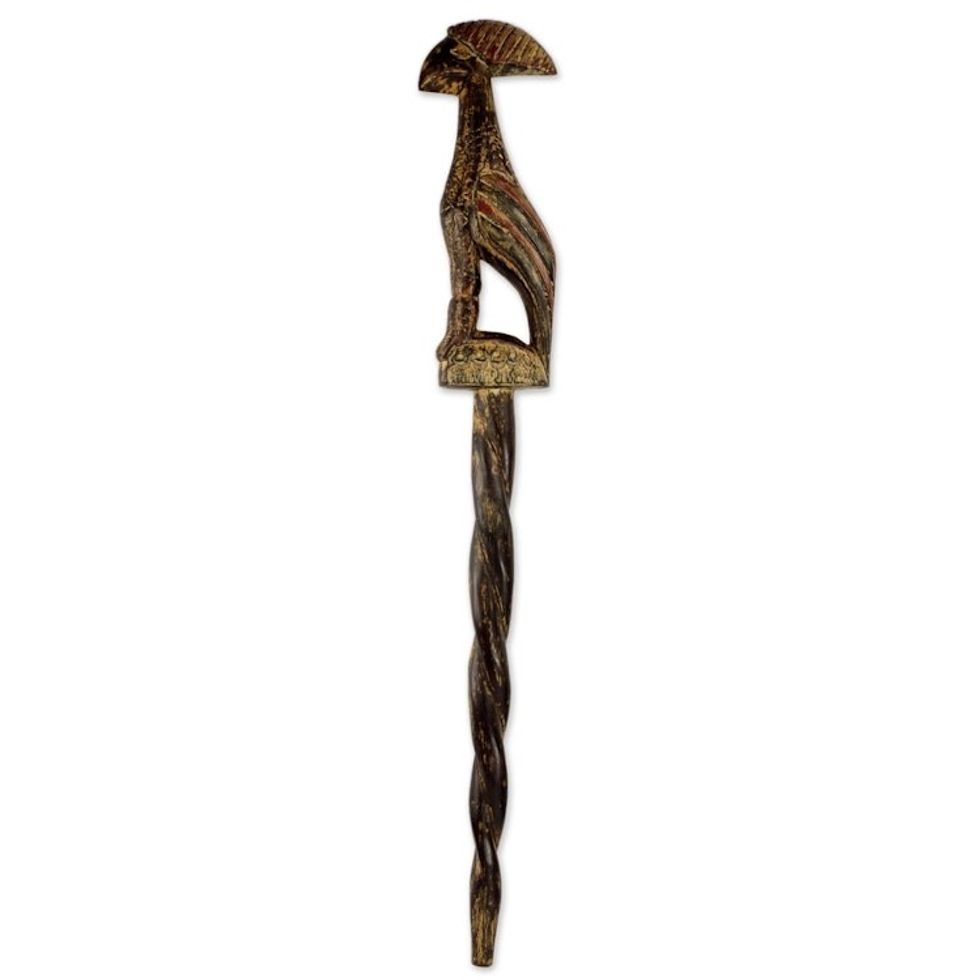 Rooster Handled Walking Stick Painted to Appear as Antique 'Rooster's Comb'