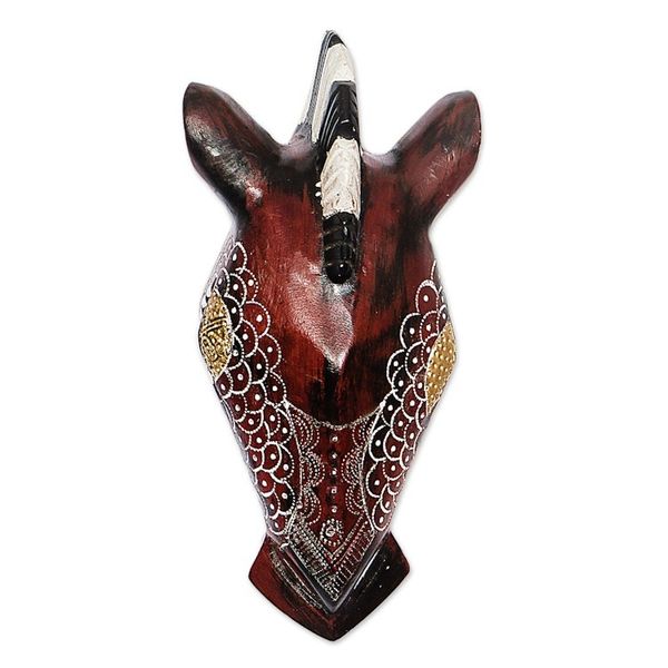 Alternate image for Artisan Crafted Wood and Aluminum African Zebra Mask Zebra Head