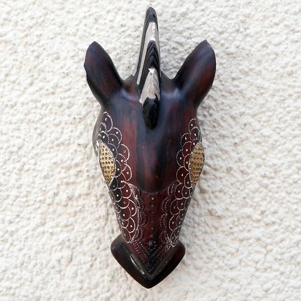 Alternate image for Artisan Crafted Wood and Aluminum African Zebra Mask Zebra Head