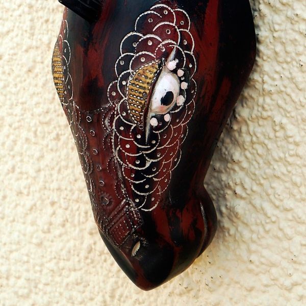 Alternate image for Artisan Crafted Wood and Aluminum African Zebra Mask Zebra Head