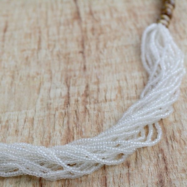 Alternate image for Recycled Glass Beaded Necklace in Cool White from Ghana Cool White Beauty