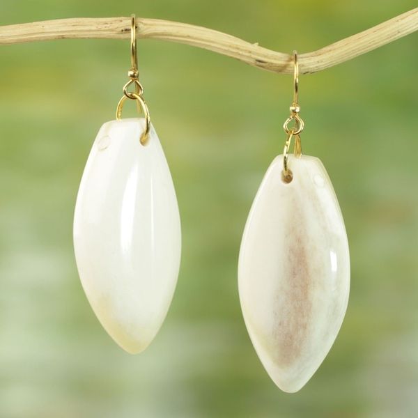 Alternate image for Hand Crafted Cow Bone Dangle Earrings from West Africa Natural Path