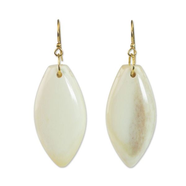 Alternate image for Hand Crafted Cow Bone Dangle Earrings from West Africa Natural Path