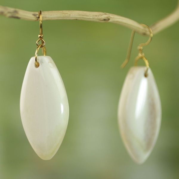 Alternate image for Hand Crafted Cow Bone Dangle Earrings from West Africa Natural Path
