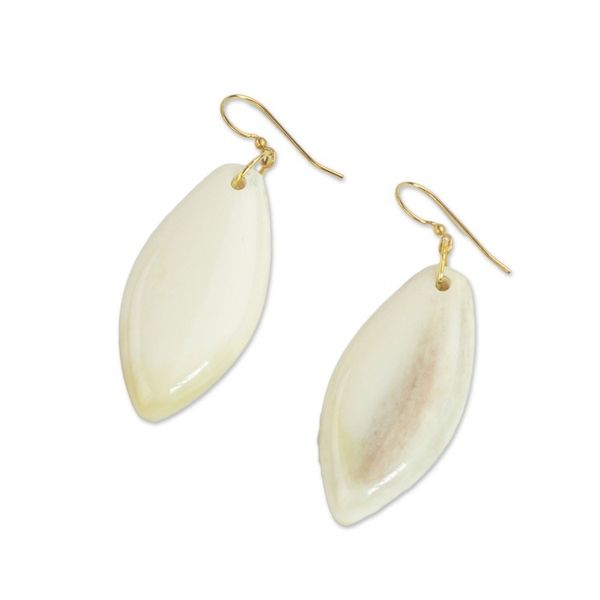 Alternate image for Hand Crafted Cow Bone Dangle Earrings from West Africa Natural Path