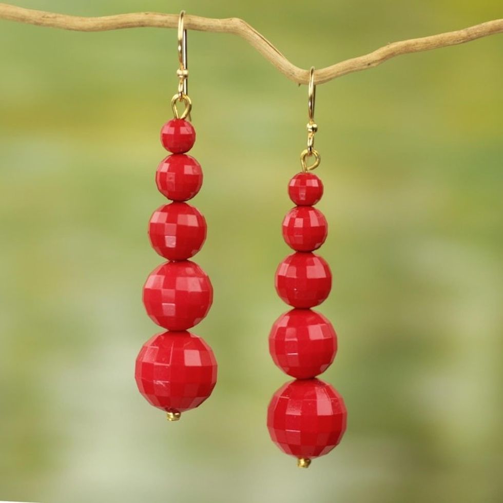 Eco Friendly Handcrafted West African Dangle Earrings 'Eco Red'