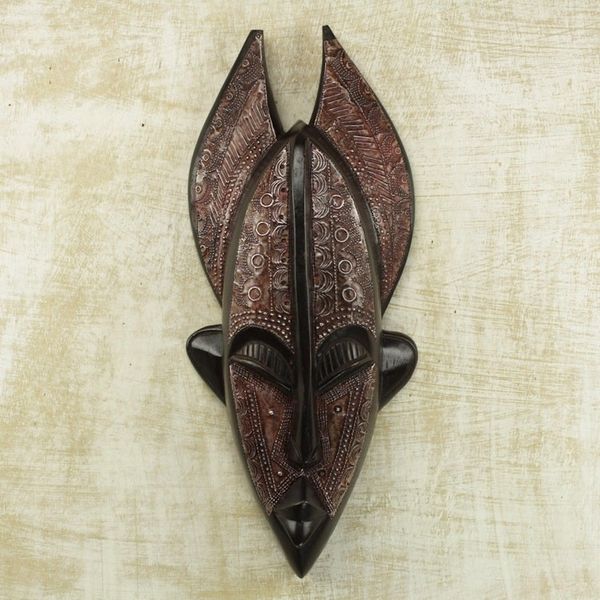 Alternate image for Sese Wood and Aluminum Plated Dan Mask from Ghana Dan Festival