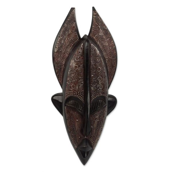 Alternate image for Sese Wood and Aluminum Plated Dan Mask from Ghana Dan Festival
