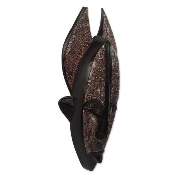 Alternate image for Sese Wood and Aluminum Plated Dan Mask from Ghana Dan Festival