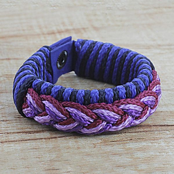 Alternate image for Mens Multi-Color Braided Cord Wristband Bracelet Eloquent