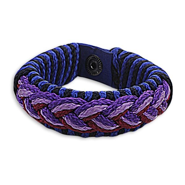 Alternate image for Mens Multi-Color Braided Cord Wristband Bracelet Eloquent