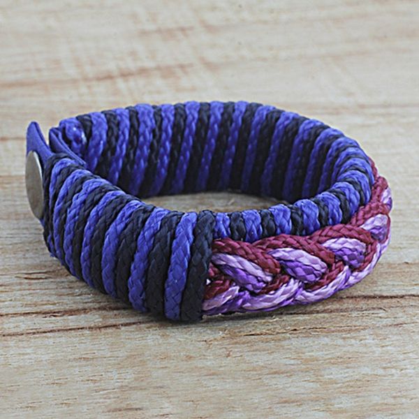 Alternate image for Mens Multi-Color Braided Cord Wristband Bracelet Eloquent