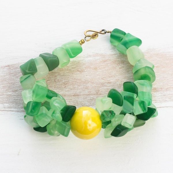 Alternate image for Handmade Agate Beaded Bracelet with Recycled Glass Beads Selorm
