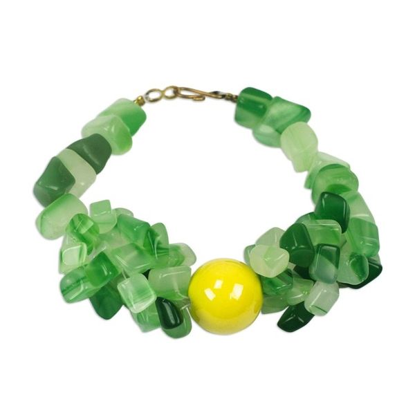 Alternate image for Handmade Agate Beaded Bracelet with Recycled Glass Beads Selorm