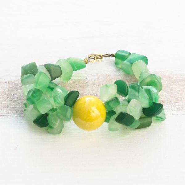 Alternate image for Handmade Agate Beaded Bracelet with Recycled Glass Beads Selorm