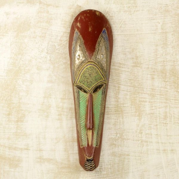 Alternate image for West African Hand Carved Wood Wall Mask from Ghana Gorshie