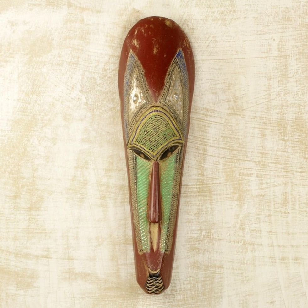 West African Hand Carved Wood Wall Mask from Ghana 'Gorshie'