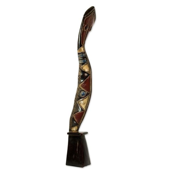 Alternate image for Hand Carved African Serpent Sculpture from Ghana Baga Protective Serpent I