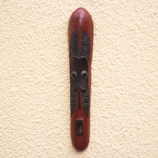 Alternate image for Sese Wood and Aluminum African Mask Oblong from Ghana Gelede Dance