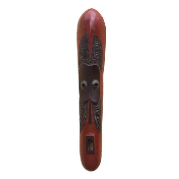 Alternate image for Sese Wood and Aluminum African Mask Oblong from Ghana Gelede Dance