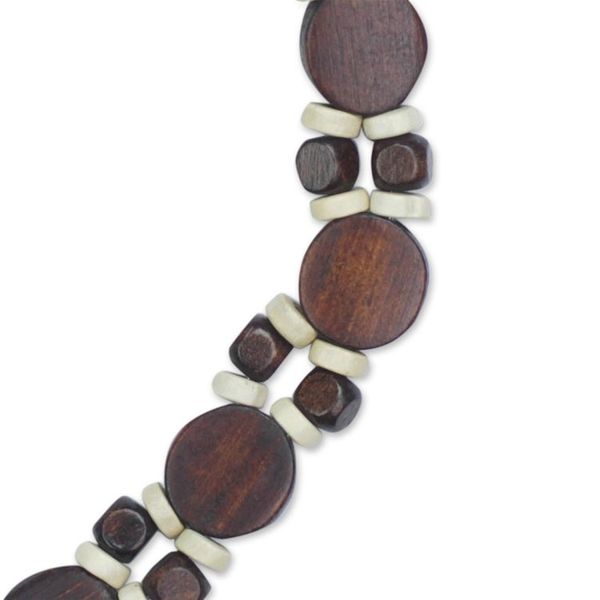 Alternate image for Brown and White Wood Beaded Necklace from Ghana Guidance