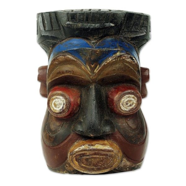Alternate image for Colorful Igbo Style Wooden Wall Mask from Ghana Ibo